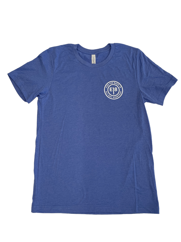 E18 Tour Script T-Shirt Heather Blue