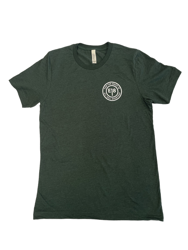 E18 Tour Script T-Shirt Heather Deep Green